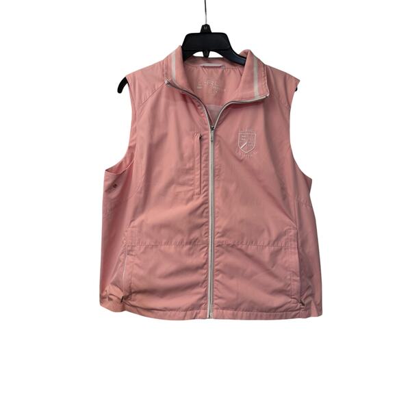 Lauren Ralph Lauren Pink Collared Vest Jacket Embroidered Crest Logo Size XL - Picture 5 of 11